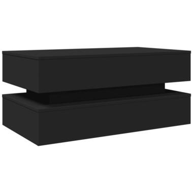 vidaXL - Rechthoekige Salontafel met LED - Zwart - Bewerkt hout - 90x50 cm product