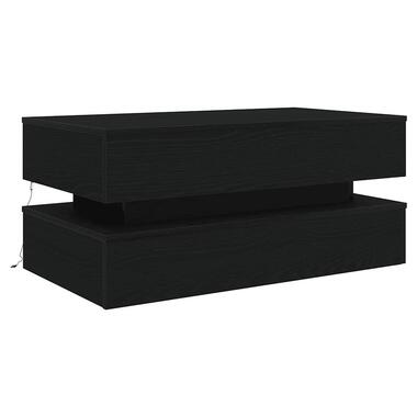 vidaXL - Rechthoekige Salontafel met LED - Zwart eiken - Hout - 90x50x40 cm product