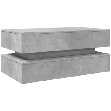vidaXL - Rechthoekige Salontafel met LED - Betongrijs - Bewerkt hout - 90x50 cm product