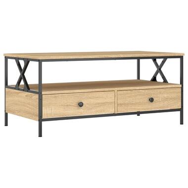 vidaXL - Rechthoekige Salontafel met 2 lades - Sonoma eiken - Hout - 100x51 cm product