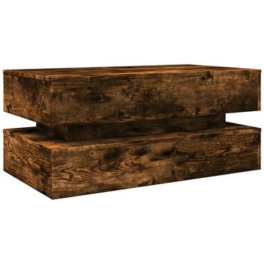 vidaXL - Rechthoekige Salontafel met LED - Gerookt eiken - Hout - 90x50 cm product