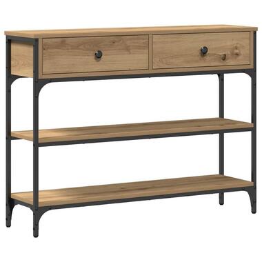 vidaXL - Sidetable met 2 lades 2 schappen - Artisanall eiken - 100x25x75 cm product