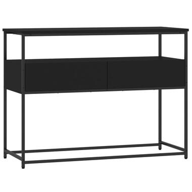 vidaXL - Wandtafel met 2 lades - Zwart - Bewerkt hout en metaal - 100x40x75 cm product