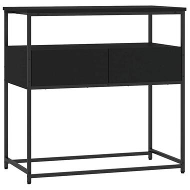 vidaXL - Wandtafel met 2 lades - Zwart - Bewerkt hout en metaal - 75x40x75 cm product