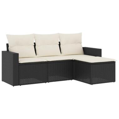 vidaXL - Loungeset - Zwart - Poly rattan - 4 stuks - Met kussens product