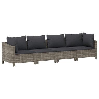 vidaXL - Loungeset - Grijs - Poly rattan - 4 stuks - Met kussens product