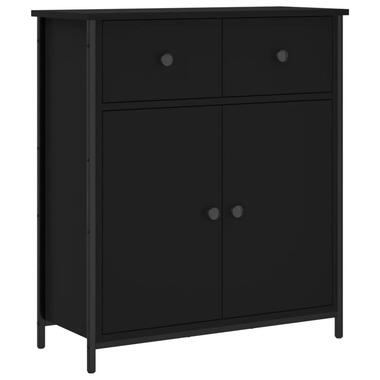 vidaXL - Dressoir met 2 deuren 2 lades - Zwart - Hout en staal -70x30x80 cm product