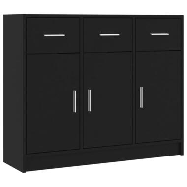 vidaXL - Dressoir met 3 deuren 3 lades - Zwart - Bewerkt hout - 91x28x75 cm product