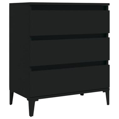 vidaXL - Dressoir met 3 lades - Zwart - Bewerkt hout en metaal- 91x28x75 cm product
