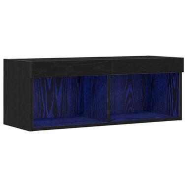 vidaXL - Zwevend LED TV-meubel met 2 vakken - Zwart eiken - 80x30x30 cm product