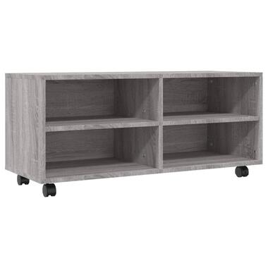 vidaXL - TV-meubel met wieltjes en 4 vakken - Grijs - Bewerkt hout - 90 cm product