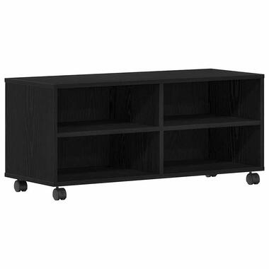 vidaXL - TV-meubel met 4 vakken en 4 wielen - Zwart eiken - 90x35x35 cm product