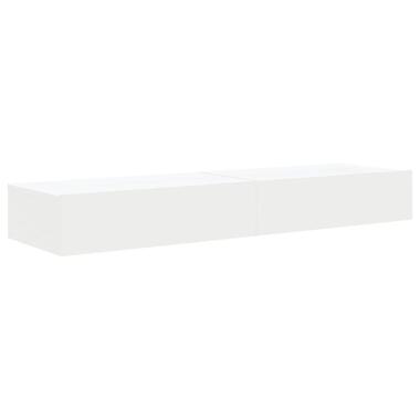 vidaXL - Zwevend LED TV-meubel met lade - Wit - Hout - 60x35x15.5 cm - 2 stuks product