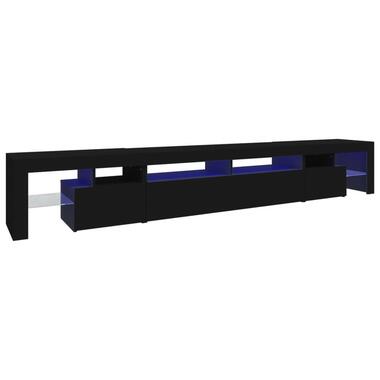 vidaXL - LED TV-meubel met 4 deuren en glas legplanken - Zwart - 260x36.5x40 cm product