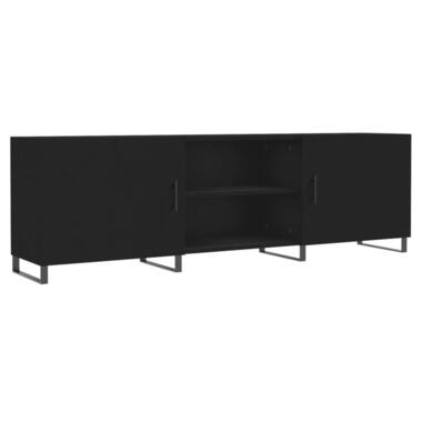 vidaXL - TV-meubel met 2 deuren en 2 vakken - Zwart - Hout - 150x30x50 cm product