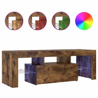 vidaXL - TV-meubel met LED-verlichting - Gerookt eiken - Hout - 120x35x40 cm product