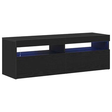 vidaXL - LED TV-meubel met 2 deuren - Zwart eiken - Hout - 120x35x40 cm product