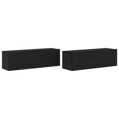 vidaXL - TV-meubel met 2 deuren - Zwart eiken - Hout - 100x30x30 cm - 2 stuks product