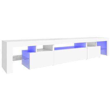 vidaXL - LED TV-meubel met 3 deuren en glas legplanken - Wit - 215x36.5x40 cm product