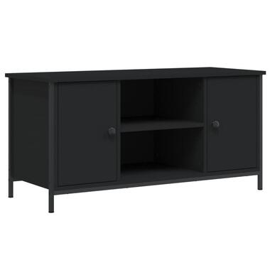 vidaXL - TV-meubel met 2 deuren 2 vakken - Zwart - Hout en ijzer - 100x40x50 cm product