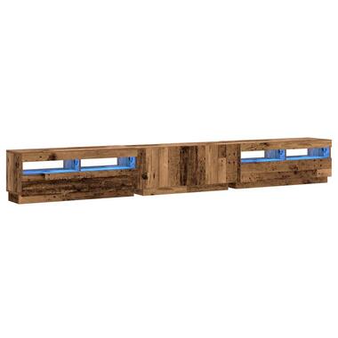 vidaXL - 3-delige TV-meubel - LED-verlichting - Oud hout - 300x35x40 cm product