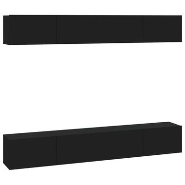 vidaXL - Zwevend TV-meubel met 1 deur - Zwart - Hout - 100x30x30 cm - 4 stuks product