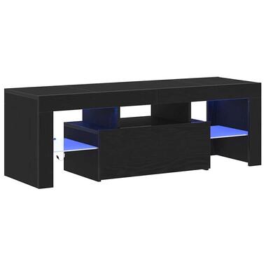 vidaXL - TV-meubel met glas legplank en deur - Zwart eiken - 120x35x40 cm product