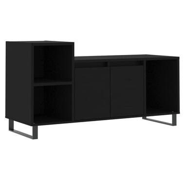 vidaXL - TV-meubel met 2 deuren 3 vakken - Zwart - Hout en metaal - 100x35x55 cm product