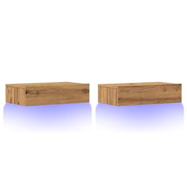 vidaXL - TV-meubel met LED en lade - Artisanaal eiken - 60x35x15.5 cm - 2 stuks product
