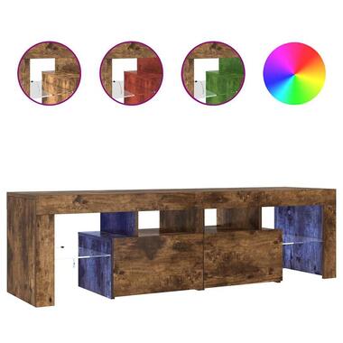 vidaXL - LED TV-meubel met 2 deuren - Gerookt eiken - Hout - 140x36.5x40 cm product