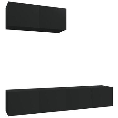 vidaXL - Zwevend TV-meubel met 1 deur - Zwart - Hout - 80x30x30 cm - 3 stuks product
