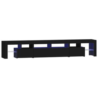 vidaXL - LED TV-meubel met 3 deuren en glas legplanken - Zwart - 230x36.5x40 cm product