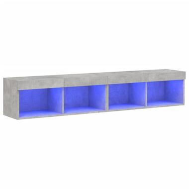 vidaXL - Zwevend LED TV-meubel met 4 vakken - Betongrijs - Hout - 80x30x30 cm product