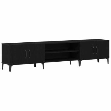 vidaXL - TV-meubel met 4 deuren - Zwart eiken - Hout - 180x31.5x40 cm product