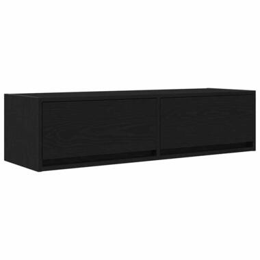 vidaXL - Zwevend TV-meubel met 2 lades - Zwart eiken - 100x31x25.5 cm product