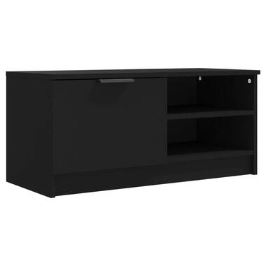 vidaXL - TV-meubel met 1deuren 2 vakken - Zwart - Bewerkt hout - 80x35x36,5 cm product