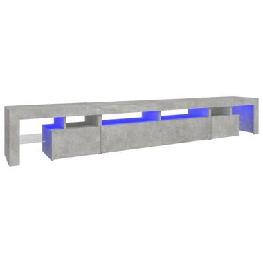 vidaXL - LED TV-meubel met 4 deuren en glas legplanken - Grijs - 260x36.5x40 cm product