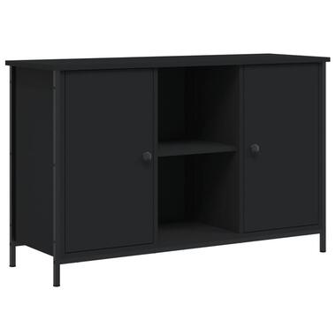 vidaXL - TV-meubel met 2 deuren 2 vakken - Zwart - Hout en ijzer - 100x35x65 cm product