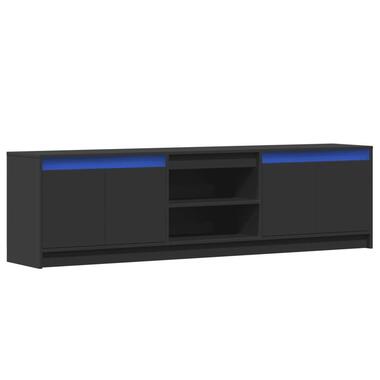 vidaXL - LED TV-meubel met 4 deuren en 2 vakken - Zwart - Hout - 180x34x50 cm product