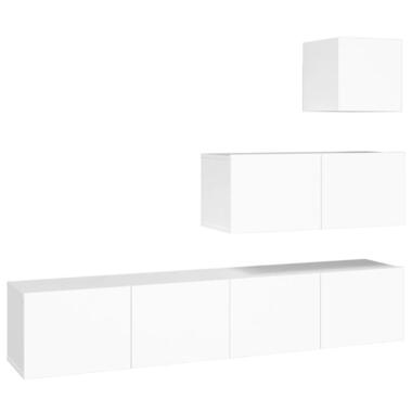 vidaXL - Zwevend TV-meubel - 3 formaten - Wit - Bewerkt hout - 4 stuks product