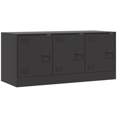 vidaXL - TV-meubel met 3 deuren - Zwart - Staal - 99x39x44 cm product