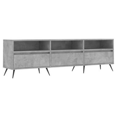 vidaXL - TV-meubel met 3 deuren en 3 vakken - Betongrijs - Hout - 150x30x44.5 cm product