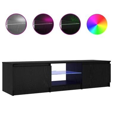 vidaXL - TV-meubel met glas legplank en 2 deuren - Zwart eiken - 140x40x35.5 cm product