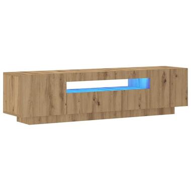 vidaXL - TV-meubel met LED en 3 deuren - Artisanaal eiken - 160x35x40 cm product
