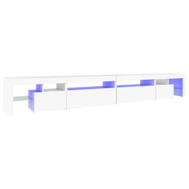 vidaXL - LED TV-meubel met 4 deuren en glas legplanken - Wit - 290x36.5x40 cm product