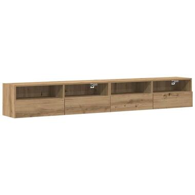 vidaXL - Zwevend TV-meubel met 2 deuren - Zwart eiken - 100x30x30 cm - 2 stuks product
