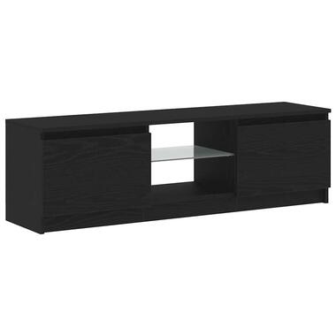 vidaXL - LED TV-meubel met 2 deuren - Zwart eiken - Hout en glas - 120x30x36 cm product