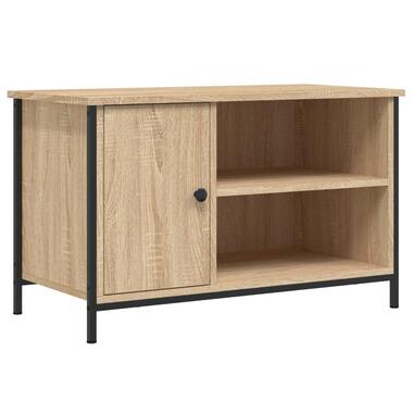 vidaXL - TV-meubel met 2 vakken - Sonoma eiken - Hout en ijzer - 80x40x50 cm product