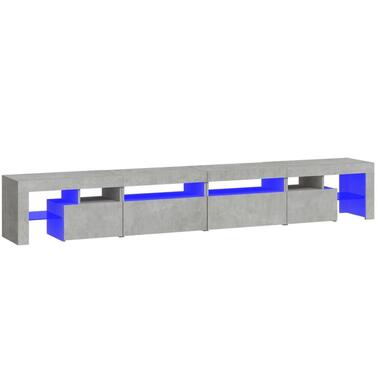 vidaXL - LED TV-meubel met 3 deuren en glas legplanken - Grijs - 260x36.5x40 cm product