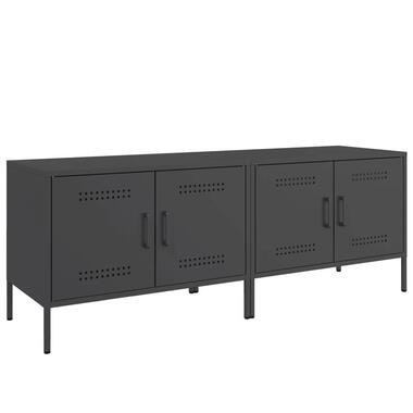 vidaXL - TV-meubel met 2 deuren - Zwart - Staal - 68x39x50.5 cm - 2 stuks product